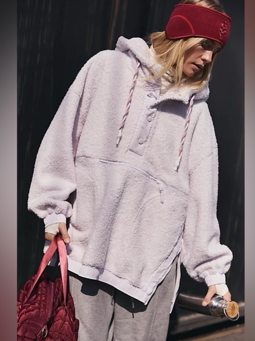 Free People Movement FP‎ Fuzzy Was She Fleece Pullover Light Purple Size XL